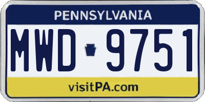 PA license plate MWD9751
