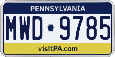 PA license plate MWD9785