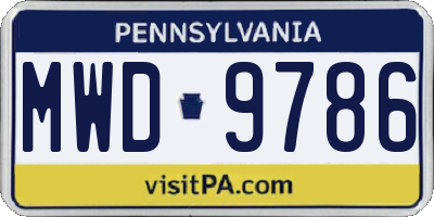 PA license plate MWD9786