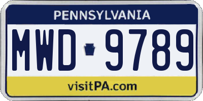 PA license plate MWD9789