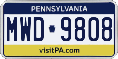 PA license plate MWD9808