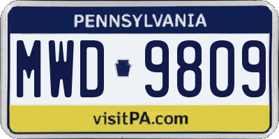 PA license plate MWD9809