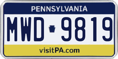PA license plate MWD9819