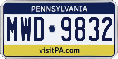 PA license plate MWD9832