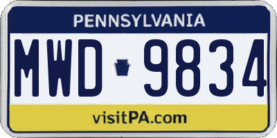 PA license plate MWD9834