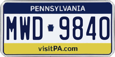 PA license plate MWD9840