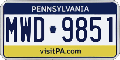 PA license plate MWD9851