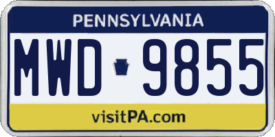 PA license plate MWD9855