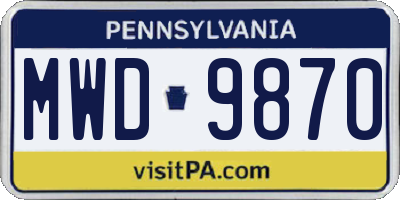 PA license plate MWD9870