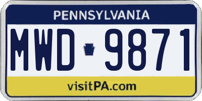 PA license plate MWD9871