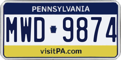 PA license plate MWD9874