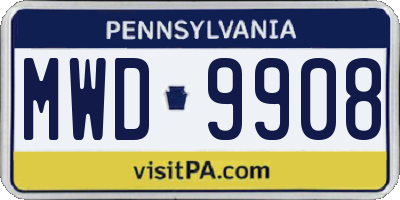 PA license plate MWD9908
