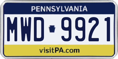 PA license plate MWD9921