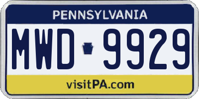 PA license plate MWD9929