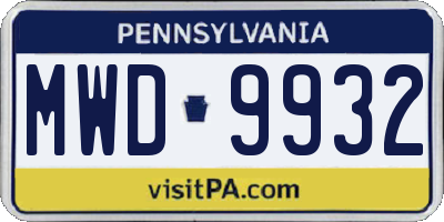 PA license plate MWD9932