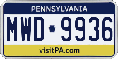 PA license plate MWD9936
