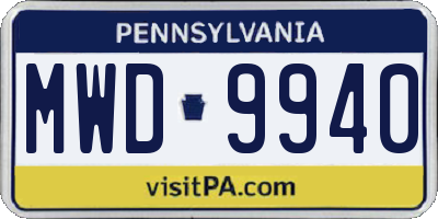 PA license plate MWD9940