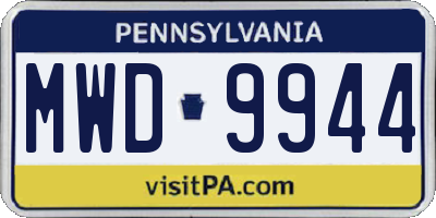 PA license plate MWD9944