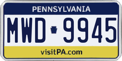 PA license plate MWD9945