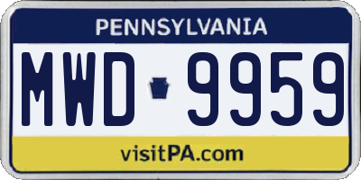 PA license plate MWD9959