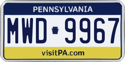 PA license plate MWD9967