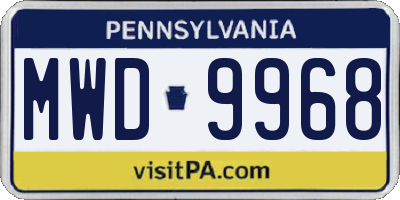 PA license plate MWD9968