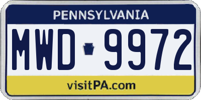 PA license plate MWD9972