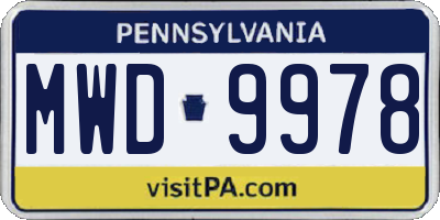 PA license plate MWD9978