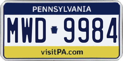 PA license plate MWD9984