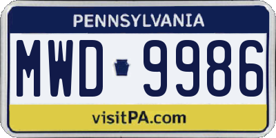 PA license plate MWD9986