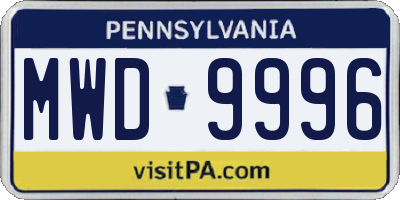 PA license plate MWD9996