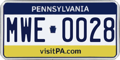 PA license plate MWE0028