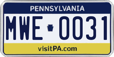 PA license plate MWE0031
