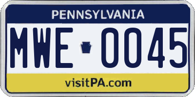 PA license plate MWE0045