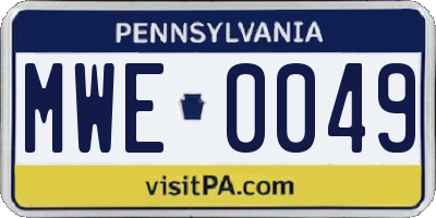 PA license plate MWE0049
