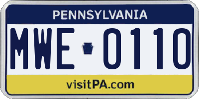PA license plate MWE0110