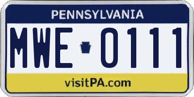 PA license plate MWE0111