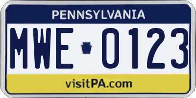 PA license plate MWE0123