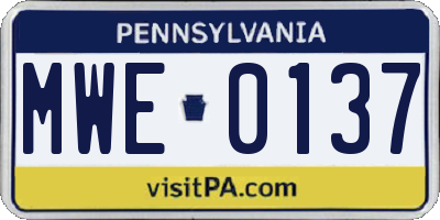 PA license plate MWE0137