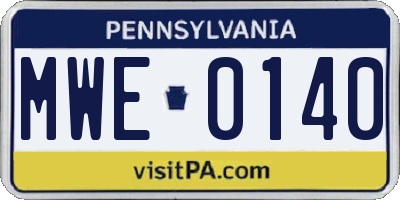 PA license plate MWE0140