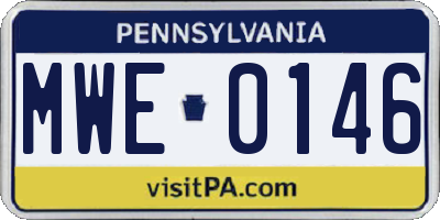PA license plate MWE0146