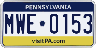 PA license plate MWE0153