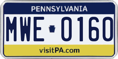 PA license plate MWE0160