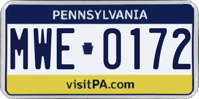 PA license plate MWE0172