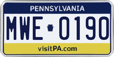 PA license plate MWE0190