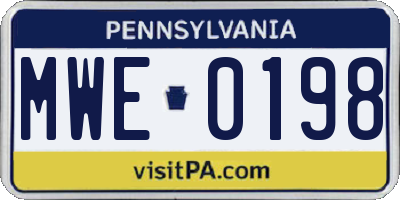 PA license plate MWE0198
