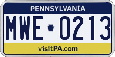 PA license plate MWE0213