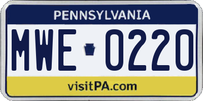 PA license plate MWE0220