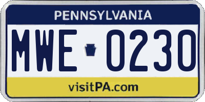 PA license plate MWE0230