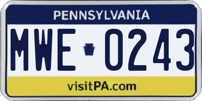 PA license plate MWE0243